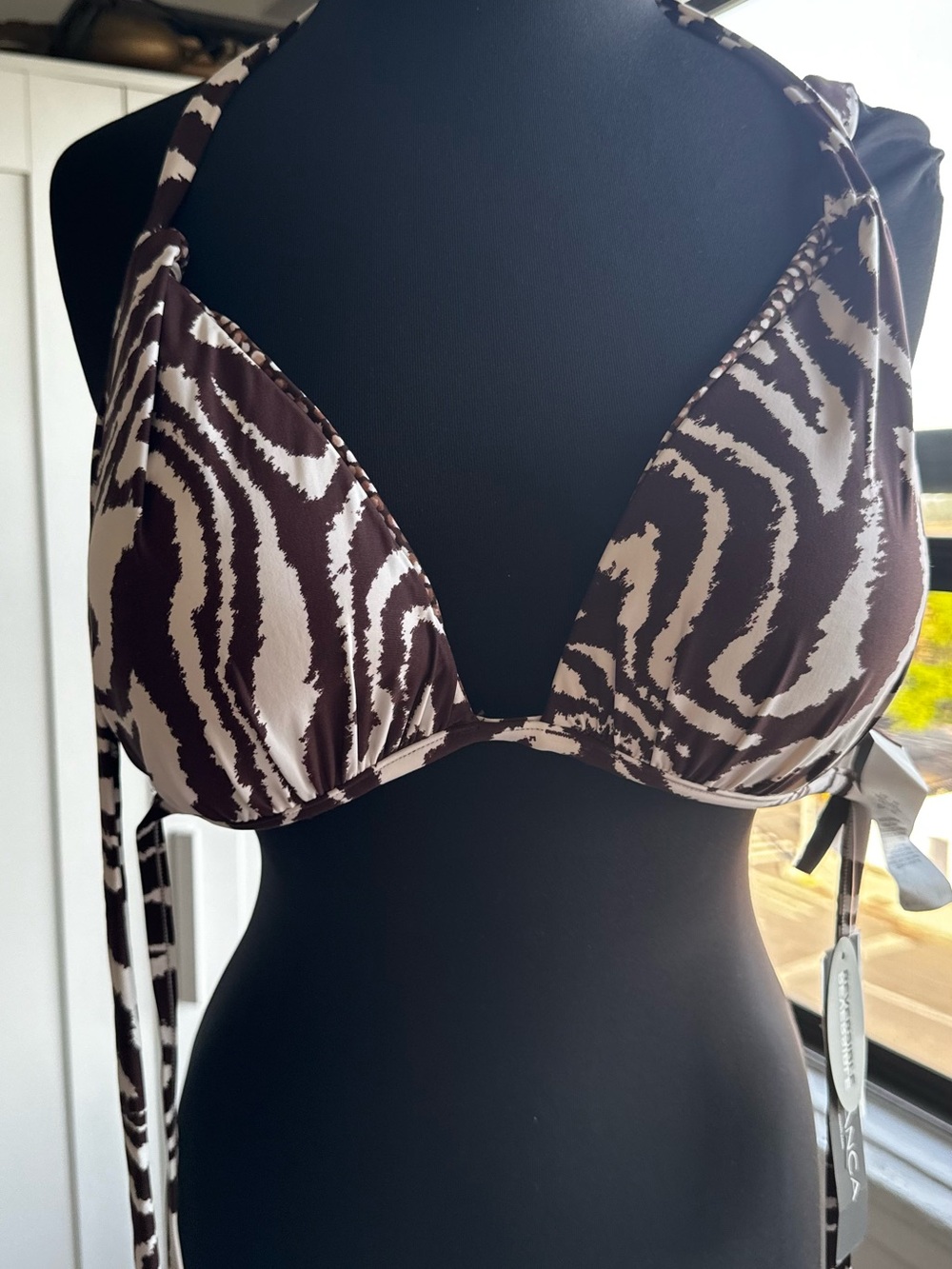 Brown Zebra Print Triangle Bikini Top - Women Intimates & Sleepwear